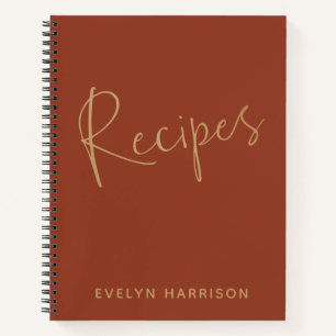 Personalised Recipe Journal in Burnt Orange Gold