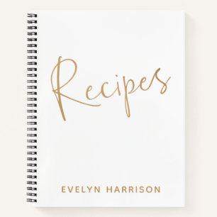 Personalised Recipe Journal in White and Gold