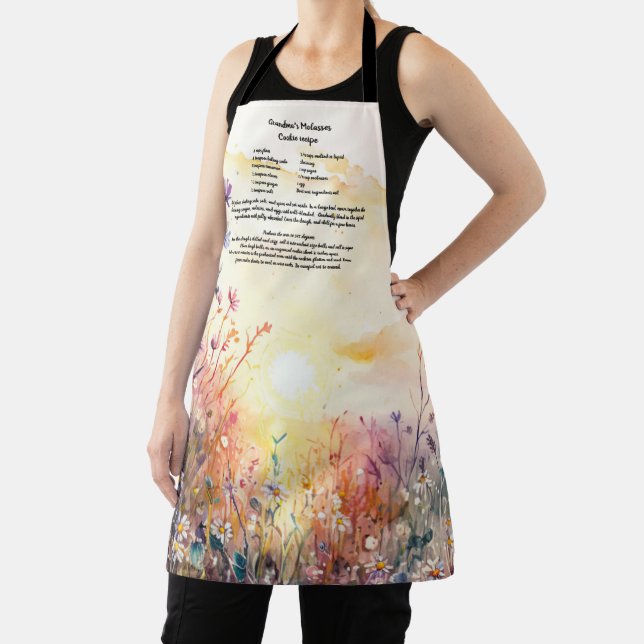 Personalised Recipe Keepsake Wildflower Watecolor Apron (Insitu)
