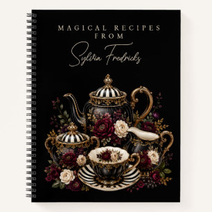 Personalised Recipe Notebook - Gothic Tea Set