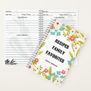 Personalised Recipe Organiser, Floral Recipe Book