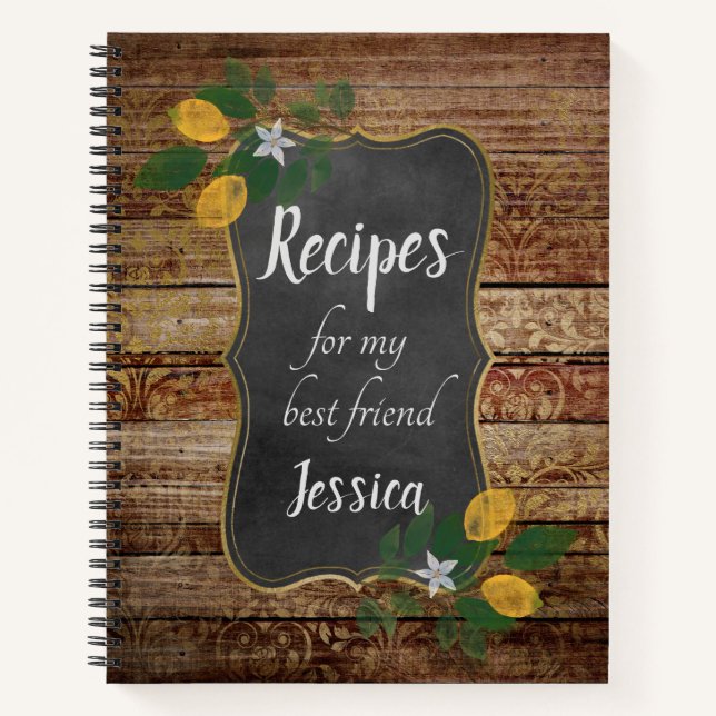 Personalised Recipes for my Best Friend on Brown Notebook (Front)