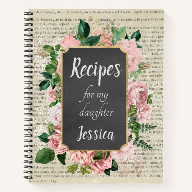 Personalised Recipes for my Daughter on Newsprint Notebook (Front)