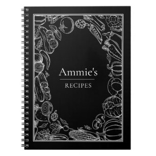 Personalised Recipes Vegetables Illustration Notebook