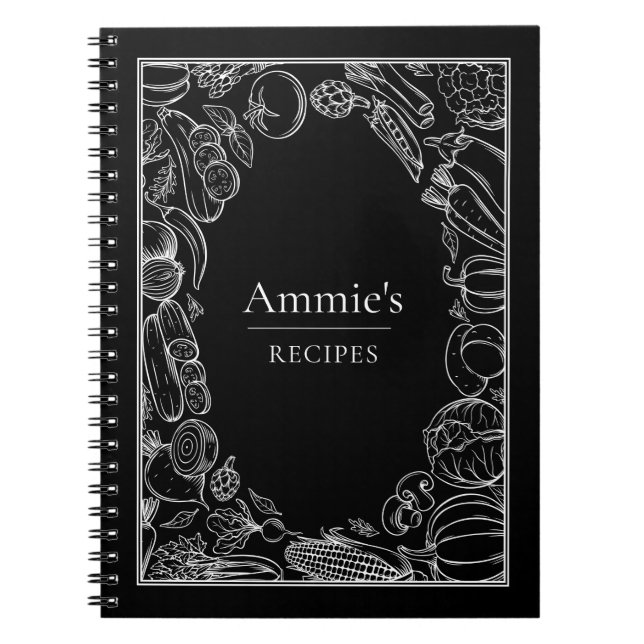 Personalised Recipes Vegetables Illustration Notebook (Front)
