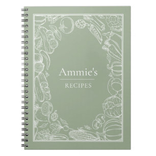 Personalised Recipes Vegetables Illustration Notebook