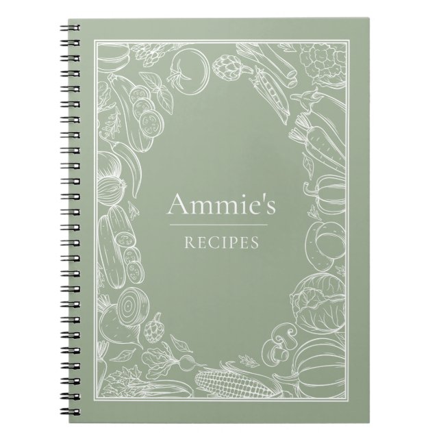 Personalised Recipes Vegetables Illustration Notebook (Front)
