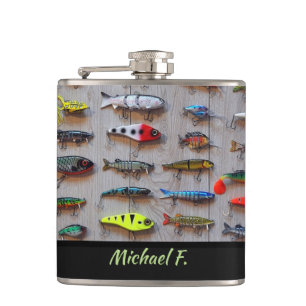Personalised Recreational Fishing Lure Hip Flask