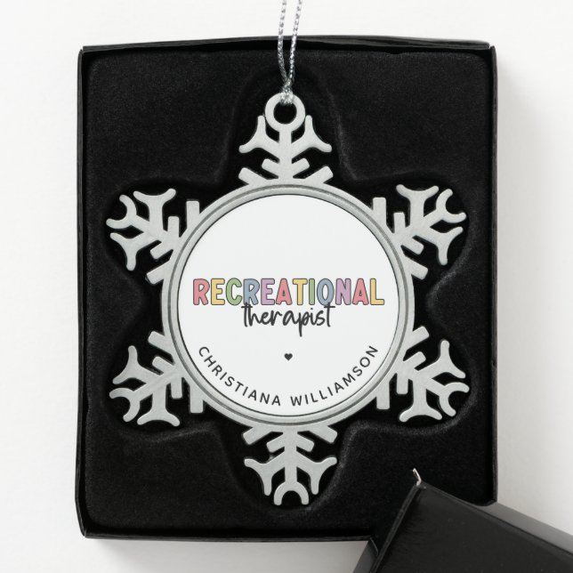 Personalised Recreational Therapist Snowflake Pewter Christmas Ornament (Box)