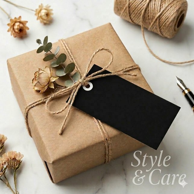 Personalised Rectangle Black Foil Gift Tags (Personalized Rectangle Black Foil Gift Tags)
