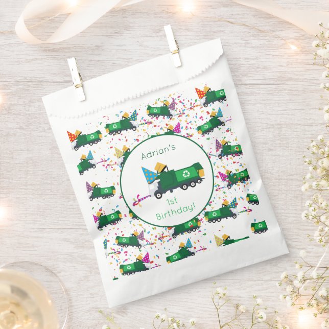 Personalised Recycling Garbage Truck Party Pattern Favour Bag (Clipped)