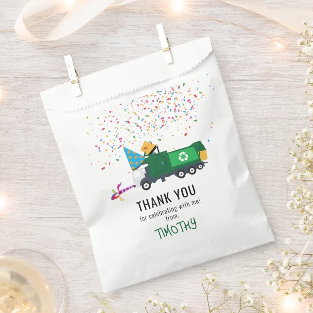 Personalised Recycling Garbage Truck Party Theme Favour Bag (Clipped)