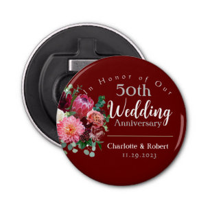 Personalised Red 50th Couples Wedding Anniversary Bottle Opener