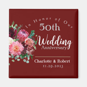 Personalised Red 50th Couples Wedding Anniversary Magnet