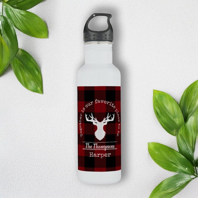 Personalised Red and Black Buffalo Plaid 710 Ml Water Bottle (Creator Uploaded)
