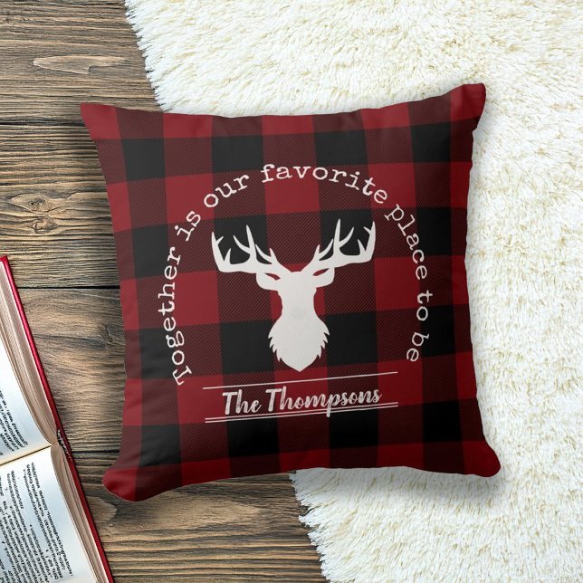 Personalised Red and Black Buffalo Plaid Cushion (Creator Uploaded)