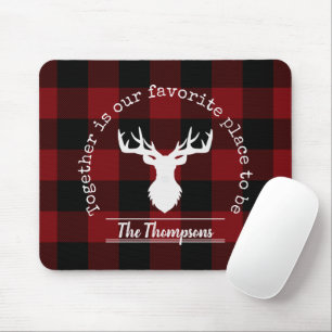 Personalised Red and Black Buffalo Plaid Mouse Pad