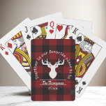 Personalised Red and Black Buffalo Plaid Playing Cards<br><div class="desc">The product design features a silhouette of a deer  on a classic red and black buffalo plaid pattern. Combined with your own personalised text,  this composition makes farmhouse country-style,   modern,  and unique playing cards for family reunion,  Christmas holiday,  or any other special occasions!</div>