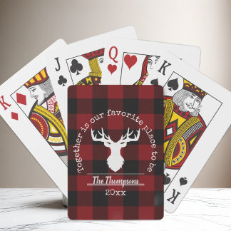 Personalised Red and Black Buffalo Plaid Playing Cards