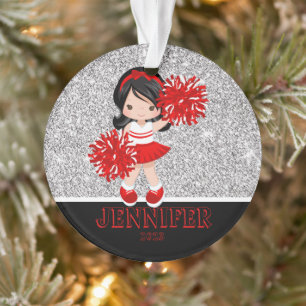 Personalised Red and Black Cheerleading Ornament 