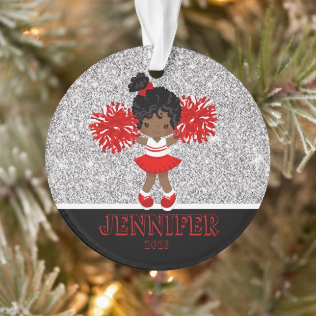 Personalised Red and Black Cheerleading Ornament  (Tree)