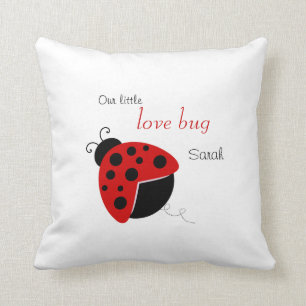 Personalised Red and Black Lady Bug Pilllow Cushion