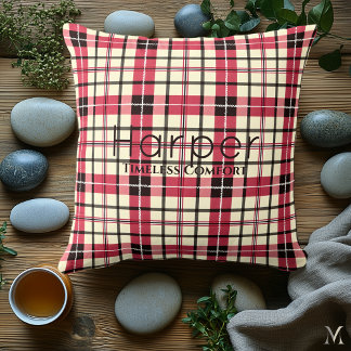 Personalised Red and Black Plaid | Custom Tartan  Cushion