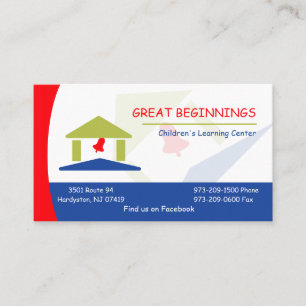 Personalised Red and Blue Children's Schoolhouse Business Card