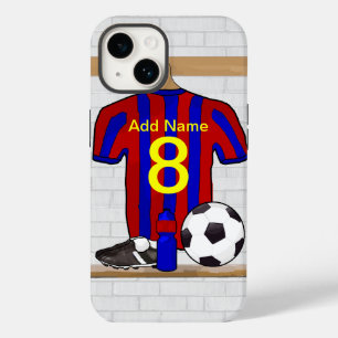 Personalised Red and Blue Football Soccer Jersey iPhone 14 Case