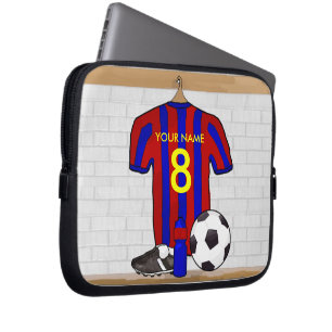Personalised Red and Blue Football Soccer Jersey Laptop Sleeve