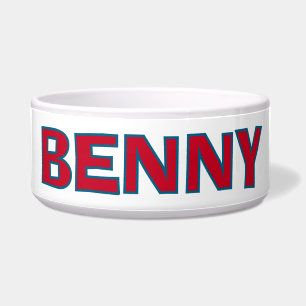 Personalised Red and Blue on White Dog
