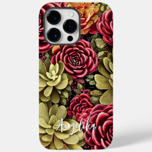 Personalised Red and Gold Abstract Art Case-Mate iPhone 14 Pro Max Case