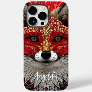 Personalised Red and Gold Abstract Fox Case-Mate iPhone 14 Pro Max Case