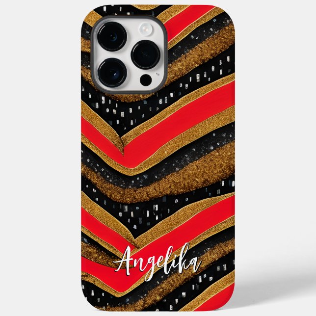 Personalised Red and Gold Abstract Minimalist Case-Mate iPhone Case (Back)