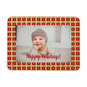 Personalised Red and Gold Christmas Gift Box   Magnet
