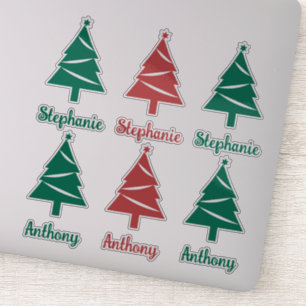 Personalised Red and Green Christmas Trees