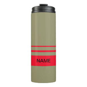 Personalised Red and Green Stripes Thermal Tumbler