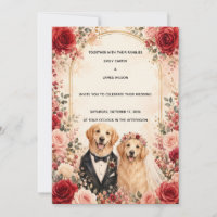 Personalised Red and Pink Rose Golden Retriever