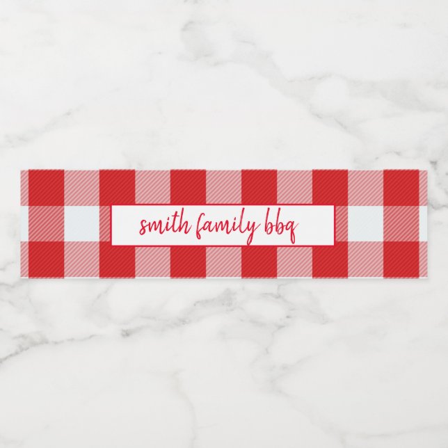 Personalised Red and White Buffalo Plaid Labels (Single Label)
