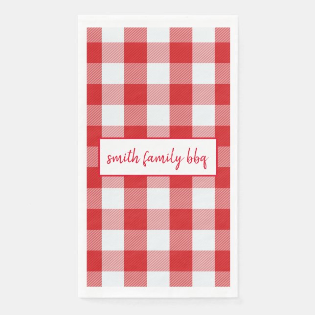 Personalised Red and White Buffalo Plaid Napkin (Front)
