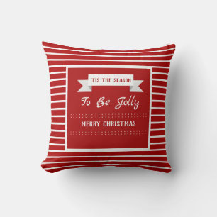 Personalised Red and White Christmas Striped Cushion