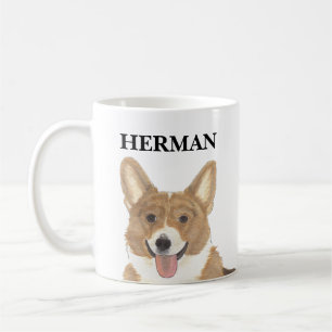 Personalised Red and White Corgi Beverage Coaster Coffee Mug