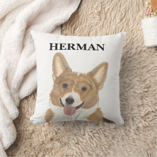 Personalised Red and White Corgi Reversible Cushion
