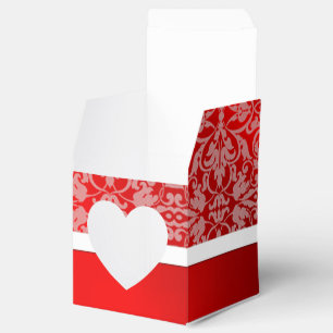 Personalised Red and White Damask Heart Favour Box