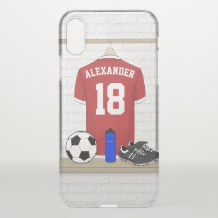 Personalised Red and White Football Soccer Jersey iPhone XS Case