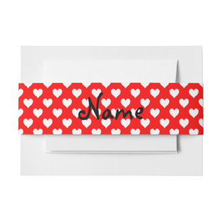 Personalised Red and White Heart Pattern Invitation Belly Band