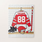 Personalised Red and White Ice Hockey Jersey