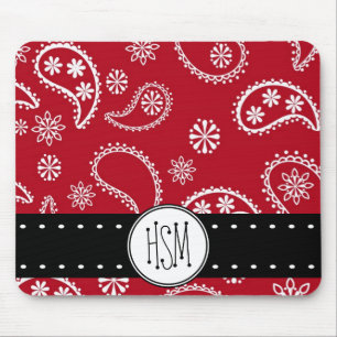 Personalised Red and White Paisley Pattern Country Mouse Pad