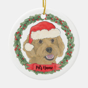 Personalised red apricot golden doodle Christmas Ceramic Ornament