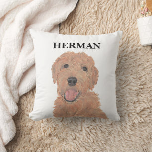 Personalised Red Apricot Golden Doodle Reversible Cushion